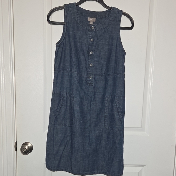 J. Jill Dresses & Skirts - J. Jill Sleeveless Chambray Mini Dress in Denim Blue Size XS